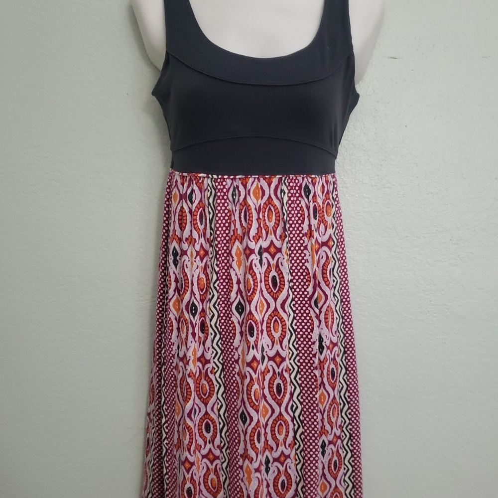Athleta Tangelo Dark Gray Shelf Bra Sleeveless Colorful Skirt Dress Lycra Sport